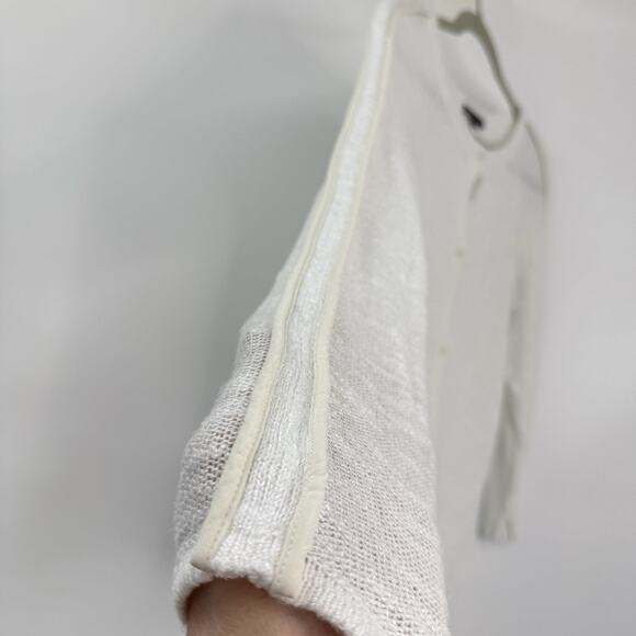 Lafayette 148 New York Knit Linen Blend Button Cardigan White Medium Round neck - Picture 4 of 11